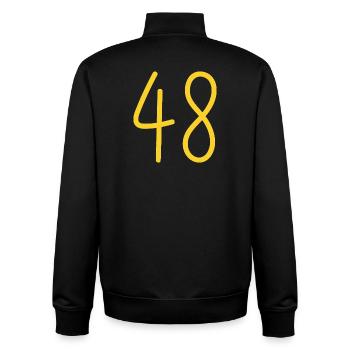 48 - Unisex Organic Zip Sweatshirt von Stanley/Stella - Schwarz - Hinten - AI Model Male 185 light (185cm)