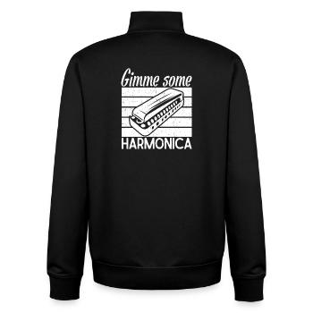 Musicien d’harmonica Donne-moi un peu d’harmonica - Sweat zippé unisexe en coton bio Stanley/Stella - noir - Dos - AI Model Male 185 light (185cm)