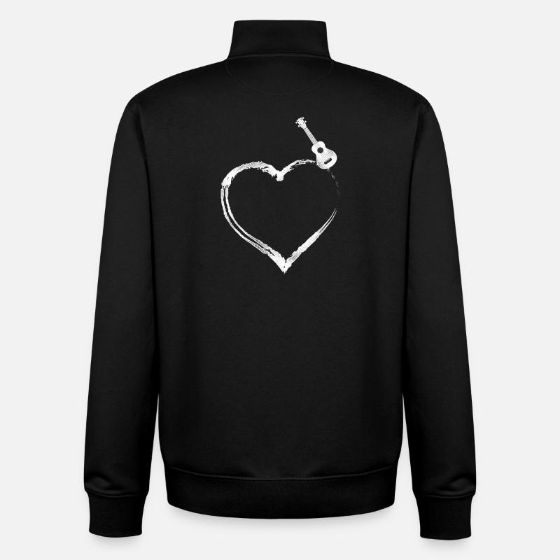 Hawaiian Ukulele Uke Heart - Unisex Organic Zip Sweatshirt by Stanley/Stella - black
