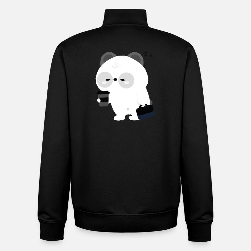 Pause café panda - Sweat zippé unisexe en coton bio Stanley/Stella - noir