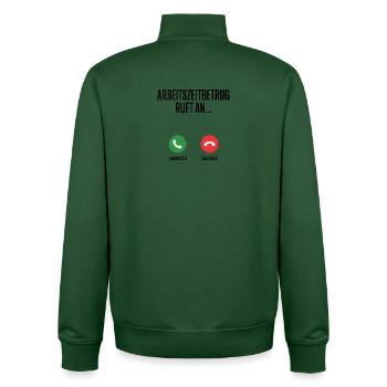 Appels pour fraude au temps de travail, que faites-vous - Sweat zippé unisexe en coton bio Stanley/Stella - vert bouteille - Dos - AI Model Male 185 dark (185cm)