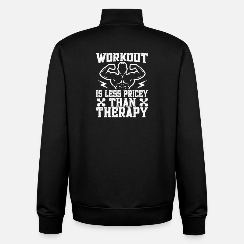 Powerlifting Bodybuilder Less Pricey Than Therapy - Unisex Organic Zip Sweatshirt by Stanley/Stella - black