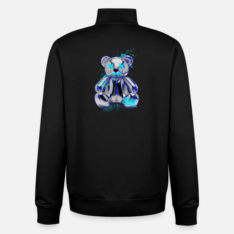 Graffiti-Bär Neon Tropfen Teddybär - Unisex Organic Zip Sweatshirt von Stanley/Stella - Schwarz