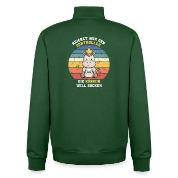 The queen wants to gamble - Unisex Organic Zip Sweatshirt by Stanley/Stella - bottle green - Back - AI Model Male 185 dark (185cm)