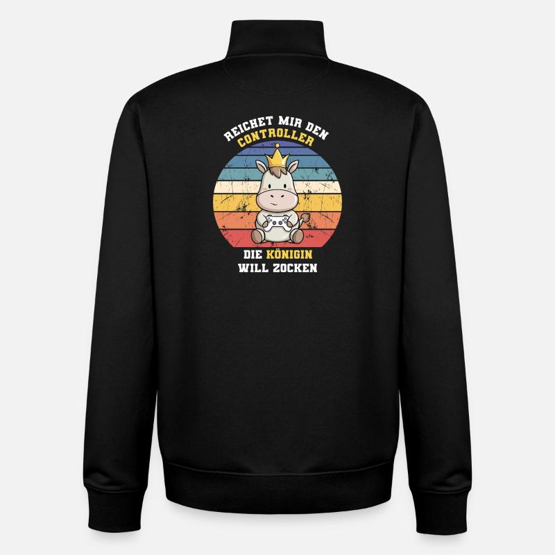 La reine veut jouer - Sweat zippé unisexe en coton bio Stanley/Stella - noir