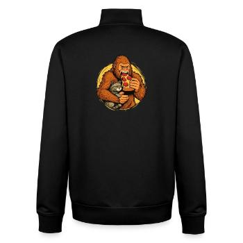 Bigfoot mangeant de la pizza Humour de monstre de nourriture drôle - Sweat zippé unisexe en coton bio Stanley/Stella - noir - Dos - AI Model Male 185 light (185cm)