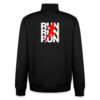 JOGGING, RUN POWER! SPORT, RUNNING, JUST RUN - Unisex Organic Zip Sweatshirt by Stanley/Stella - black - Back - AI Model Male 185 light (185cm)