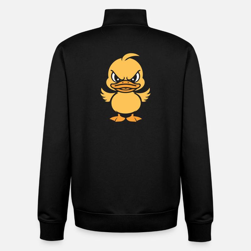 Caneton bougon graphique jaune - Sweat zippé unisexe en coton bio Stanley/Stella - noir