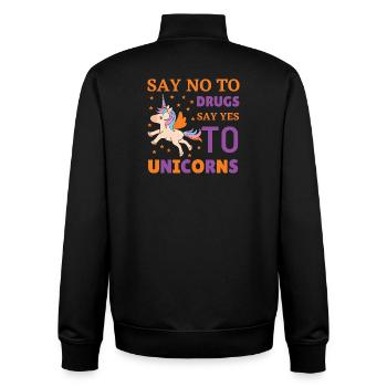 No drugs yes to unicorns - Unisex Organic Zip Sweatshirt von Stanley/Stella - Schwarz - Hinten - AI Model Male 185 light (185cm)