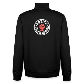 Antifa gegen Rechts - Antifascist Merch - Unisex Organic Zip Sweatshirt von Stanley/Stella - Schwarz - Hinten - AI Model Male 185 light (185cm)