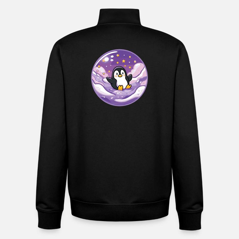 Pinguin im Eis-Universum - Unisex Organic Zip Sweatshirt von Stanley/Stella - Schwarz