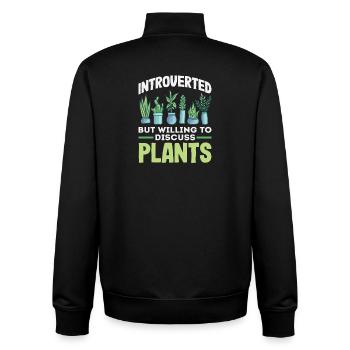 Introvert Discuss Plants - Unisex Organic Zip Sweatshirt by Stanley/Stella - black - Back - AI Model Male 185 light (185cm)
