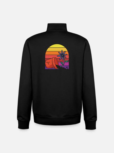 Retro Plant Lover Tea Plants Gardener - Unisex Organic Zip Sweatshirt by Stanley/Stella - black
