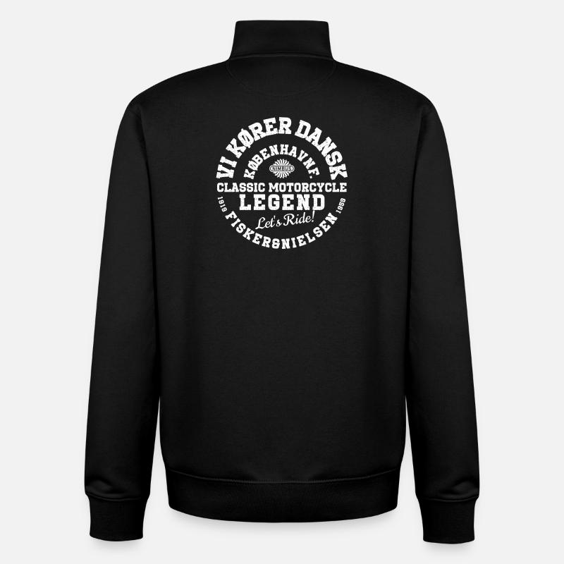 Légende de la moto classique - Sweat zippé unisexe en coton bio Stanley/Stella - noir