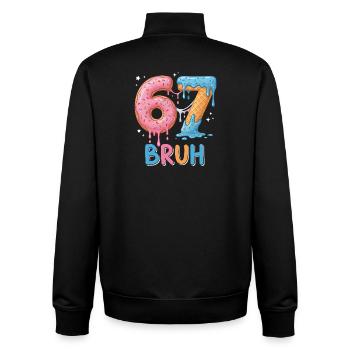 67 Bruh Eis-Donut - Unisex Organic Zip Sweatshirt von Stanley/Stella - Schwarz - Hinten - AI Model Male 185 light (185cm)