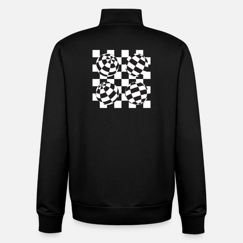 Spherical Checkered Illusion - Unisex Organic Zip Sweatshirt by Stanley/Stella - black
