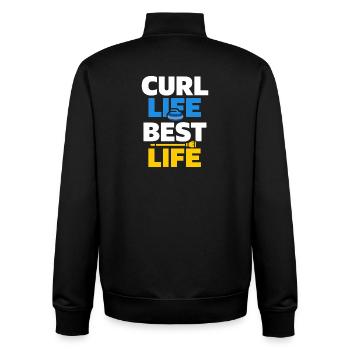 Curling, balayage drôle, cardio dur avec balai - Sweat zippé unisexe en coton bio Stanley/Stella - noir - Dos - AI Model Male 185 light (185cm)