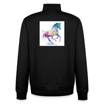 Regenbogen-Aquarellpferd - Unisex Organic Zip Sweatshirt von Stanley/Stella - Schwarz - Hinten - AI Model Male 185 light (185cm)