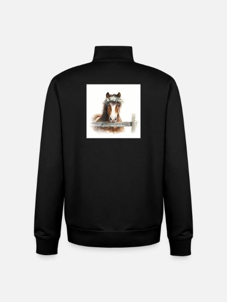 Floral Crowned Horse - Unisex Organic Zip Sweatshirt by Stanley/Stella - black