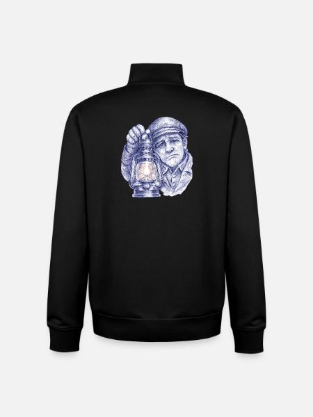 Senior man with lantern - Unisex Organic Zip Sweatshirt by Stanley/Stella - black