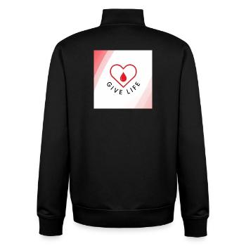 Schenken Sie Leben: Blutspenderherz - Unisex Organic Zip Sweatshirt von Stanley/Stella - Schwarz - Hinten - AI Model Male 185 light (185cm)