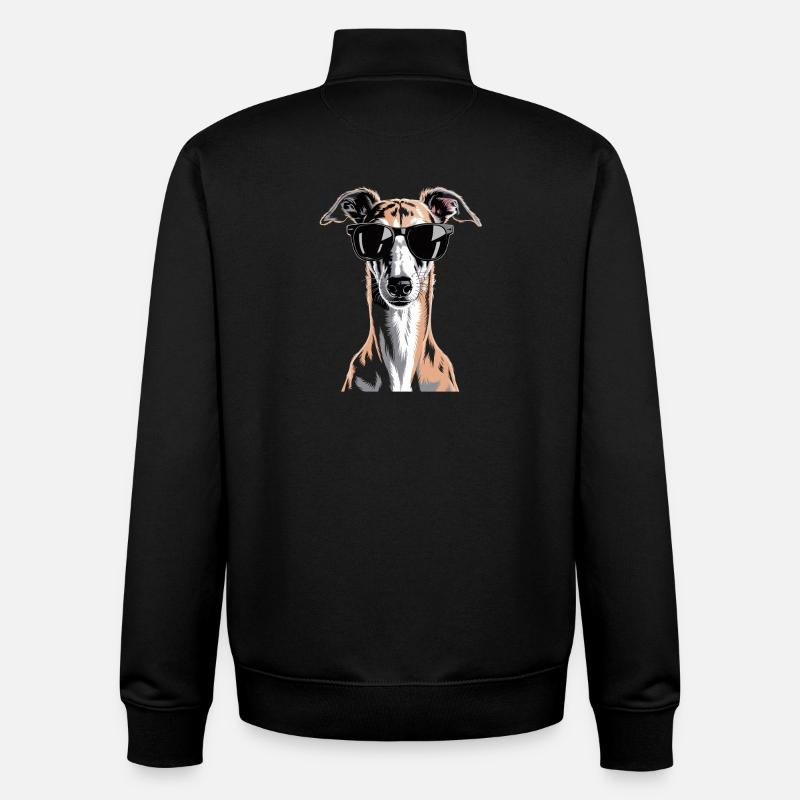 Lévrier Windhund - Sweat zippé unisexe en coton bio Stanley/Stella - noir