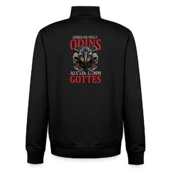 Lieber Ein Wolf Odins Als Ein Lamm Gottes Wikinger - Unisex Organic Zip Sweatshirt von Stanley/Stella - Schwarz - Hinten - AI Model Male 185 light (185cm)