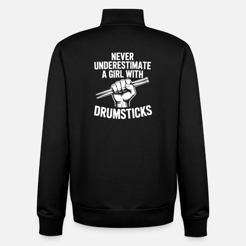 Drummer Saying Funny Drummer Gift - Unisex Organic Zip Sweatshirt by Stanley/Stella - black