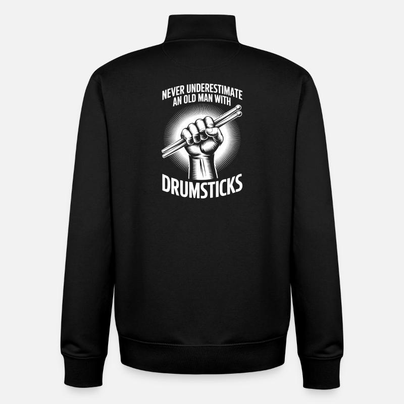 Drummer Saying Funny Drummer Gift - Unisex Organic Zip Sweatshirt by Stanley/Stella - black
