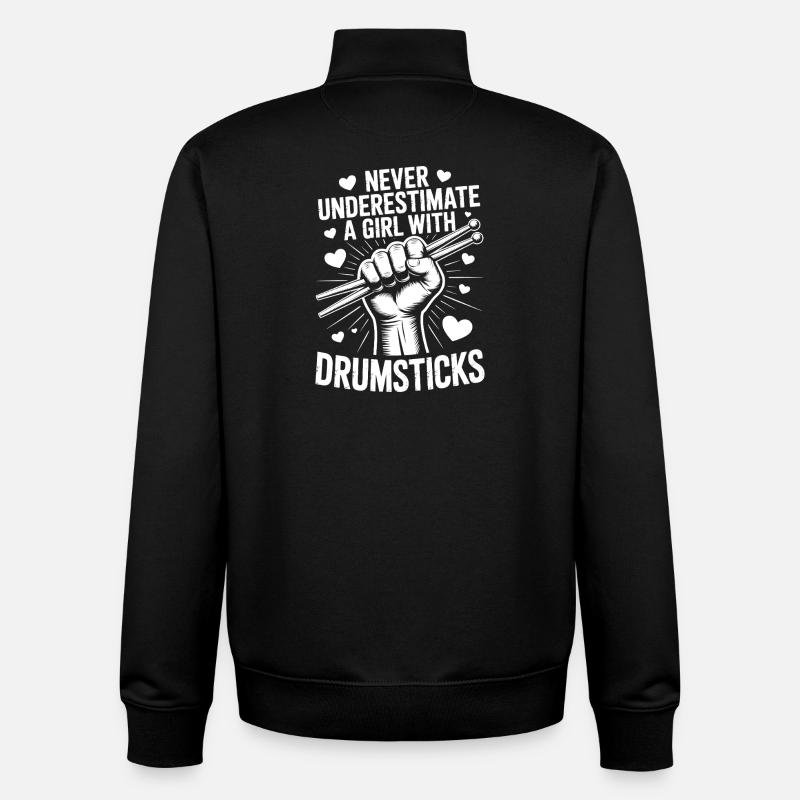 Drummer Saying Funny Drummer Gift - Unisex Organic Zip Sweatshirt by Stanley/Stella - black