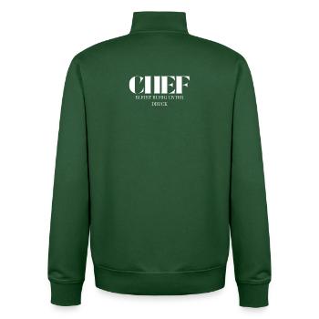 Le patron dit : Calmez-vous sous pression - Sweat zippé unisexe en coton bio Stanley/Stella - vert bouteille - Dos - AI Model Male 185 dark (185cm)