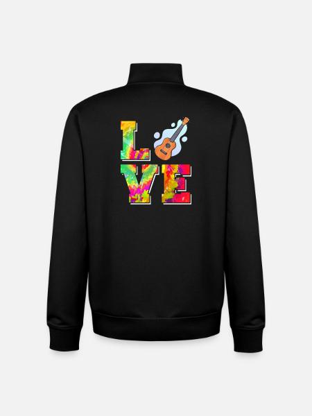 Hawaiian Ukulele Uke Tie Dye Love - Unisex Organic Zip Sweatshirt by Stanley/Stella - black