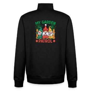 Costume de nain de jardin Mon nain de patrouille de jardin - Sweat zippé unisexe en coton bio Stanley/Stella - noir - Dos - AI Model Male 185 light (185cm)