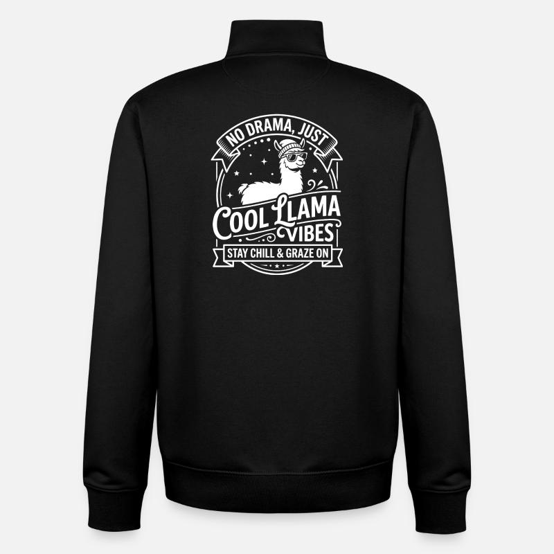 Cool Lama Vibes - No Drama - Unisex Organic Zip Sweatshirt by Stanley/Stella - black