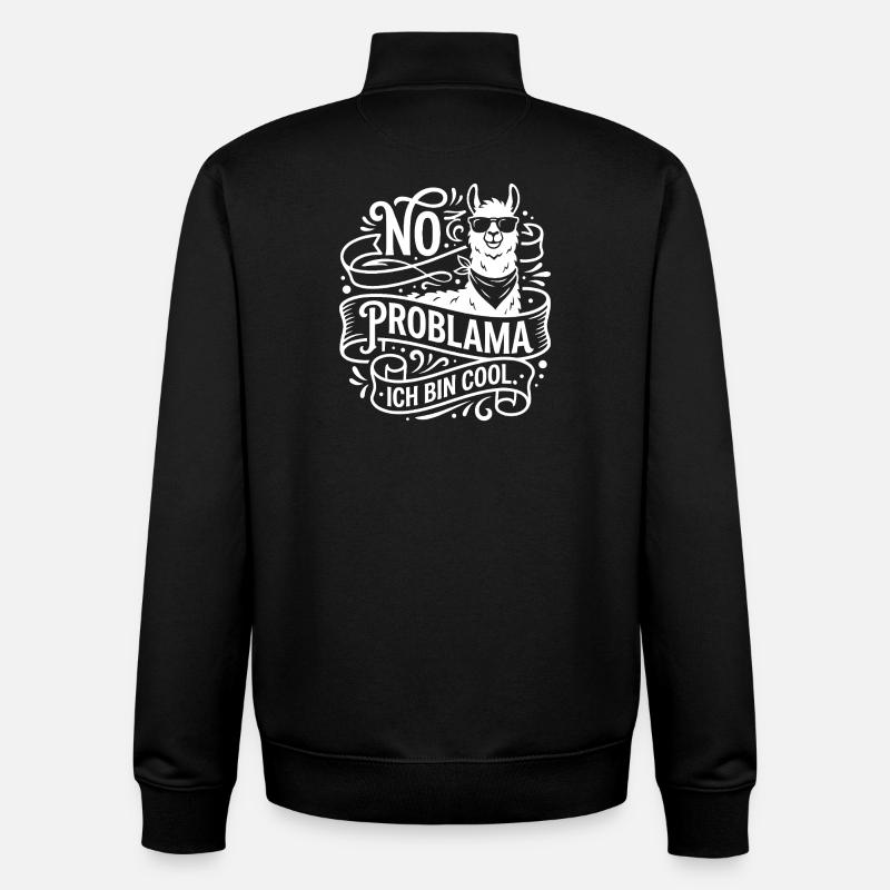 No Problama Lama Cool - Unisex Organic Zip Sweatshirt by Stanley/Stella - black