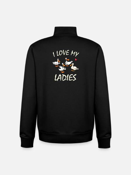 J’aime mes dames - Canards - Sweat zippé unisexe en coton bio Stanley/Stella - noir