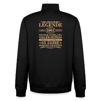 Birthday born in 1961 65 years - Unisex Organic Zip Sweatshirt by Stanley/Stella - black - Back - AI Model Male 185 light (185cm)