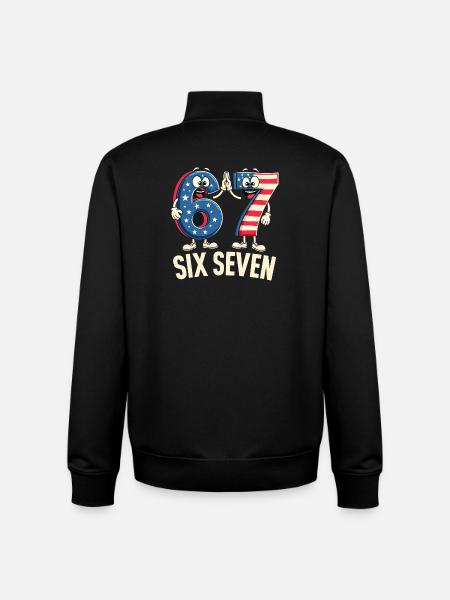 US Flag 67 Memes Six Seven - Unisex Organic Zip Sweatshirt by Stanley/Stella - black