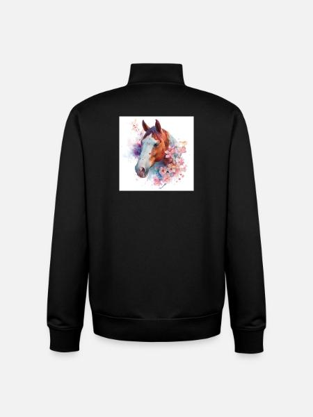 Aquarell Pferdeblüte - Unisex Organic Zip Sweatshirt von Stanley/Stella - Schwarz