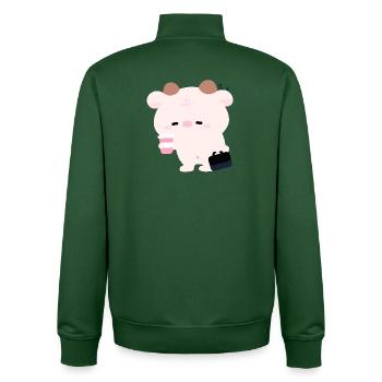 Tried Cow Coffee Run - Unisex Organic Zip Sweatshirt by Stanley/Stella - bottle green - Back - AI Model Male 185 dark (185cm)
