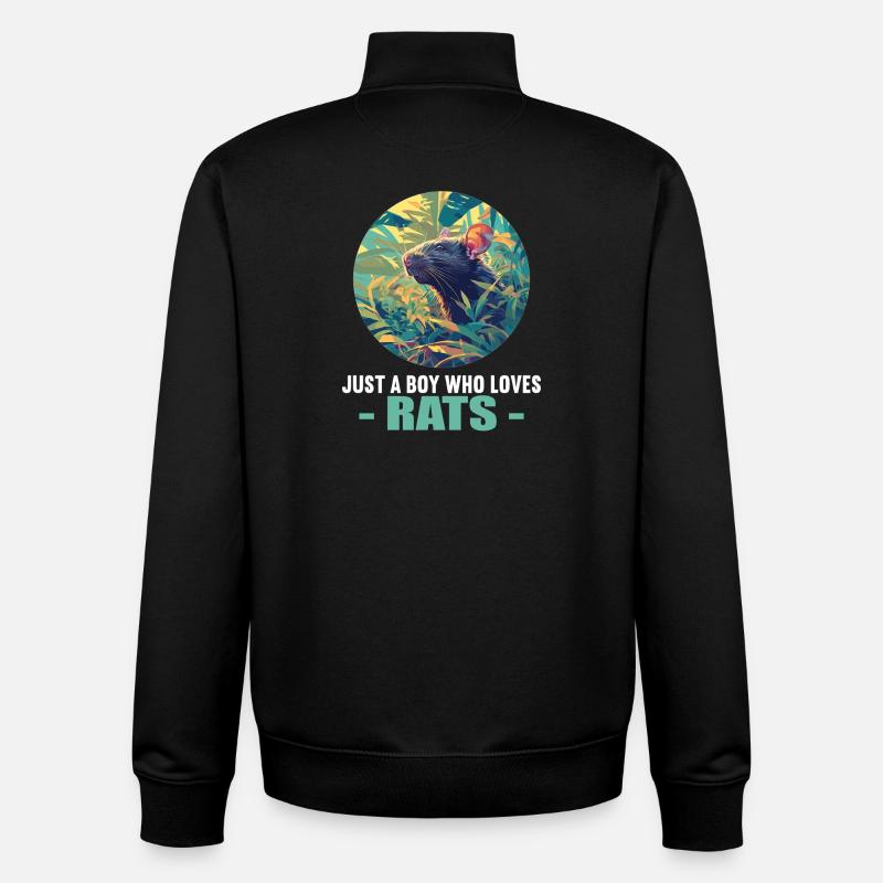 Rat Rat - Sweat zippé unisexe en coton bio Stanley/Stella - noir