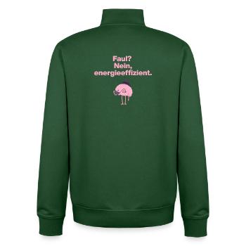 LAZY? No, energy efficient! - Unisex Organic Zip Sweatshirt by Stanley/Stella - bottle green - Back - AI Model Male 185 dark (185cm)