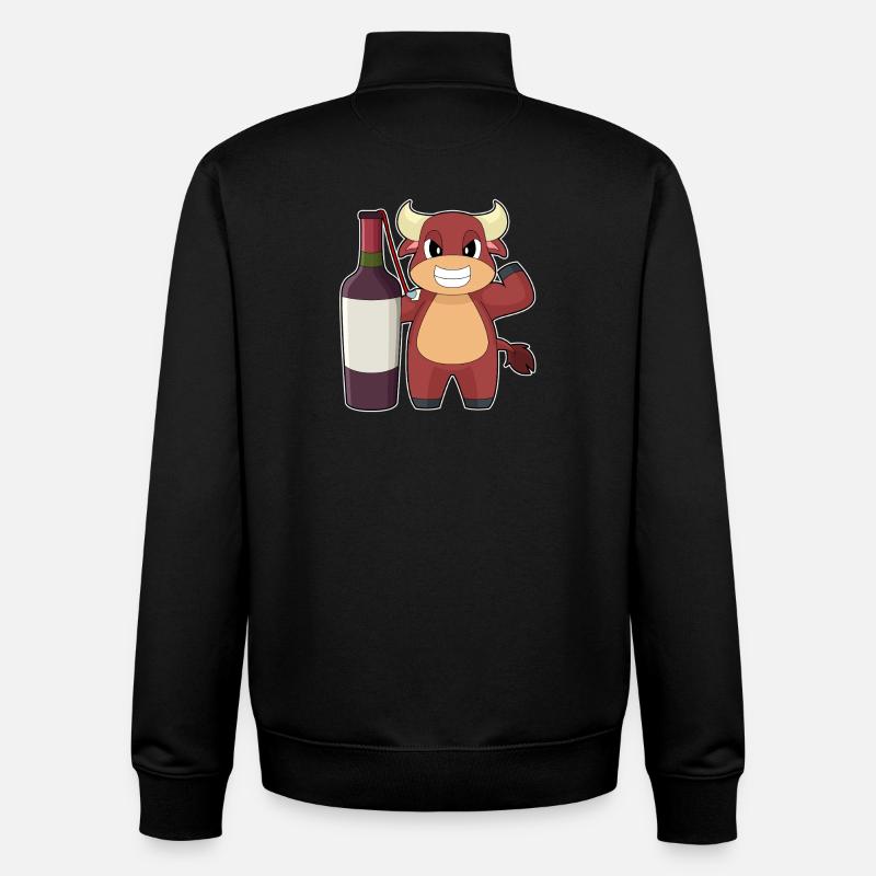 Bouteille de vin rouge Taureau - Sweat zippé unisexe en coton bio Stanley/Stella - noir