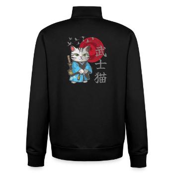 Katze Anime japanisch Samurai Kätzchen - Unisex Organic Zip Sweatshirt von Stanley/Stella - Schwarz - Hinten - AI Model Male 185 light (185cm)