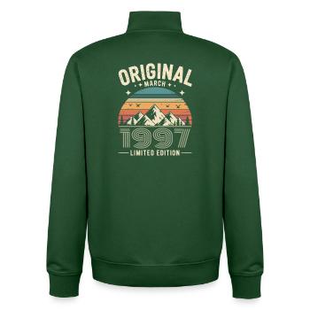 Vintage Geboren im März 1997 Original vor 29 Jahren - Unisex Organic Zip Sweatshirt von Stanley/Stella - Flaschengrün - Hinten - AI Model Male 185 dark (185cm)