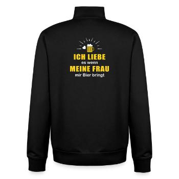 J’aime ma femme - Sweat zippé unisexe en coton bio Stanley/Stella - noir - Dos - AI Model Male 185 light (185cm)