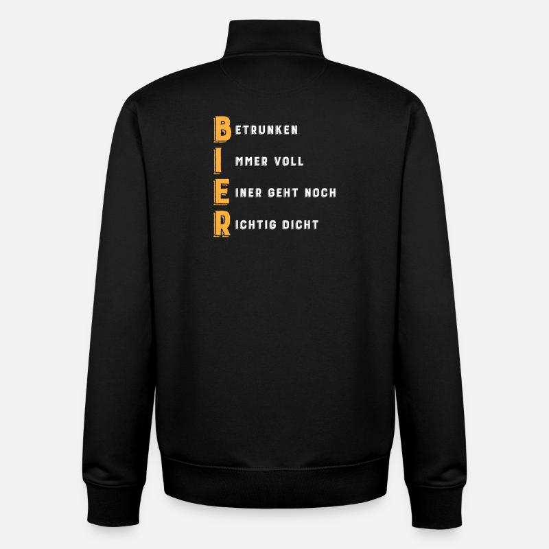 Acronyme BEER - Sweat zippé unisexe en coton bio Stanley/Stella - noir