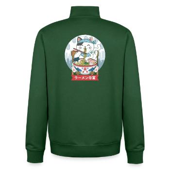 Neko Ramen Feast - Unisex Organic Zip Sweatshirt by Stanley/Stella - bottle green - Back - AI Model Male 185 dark (185cm)