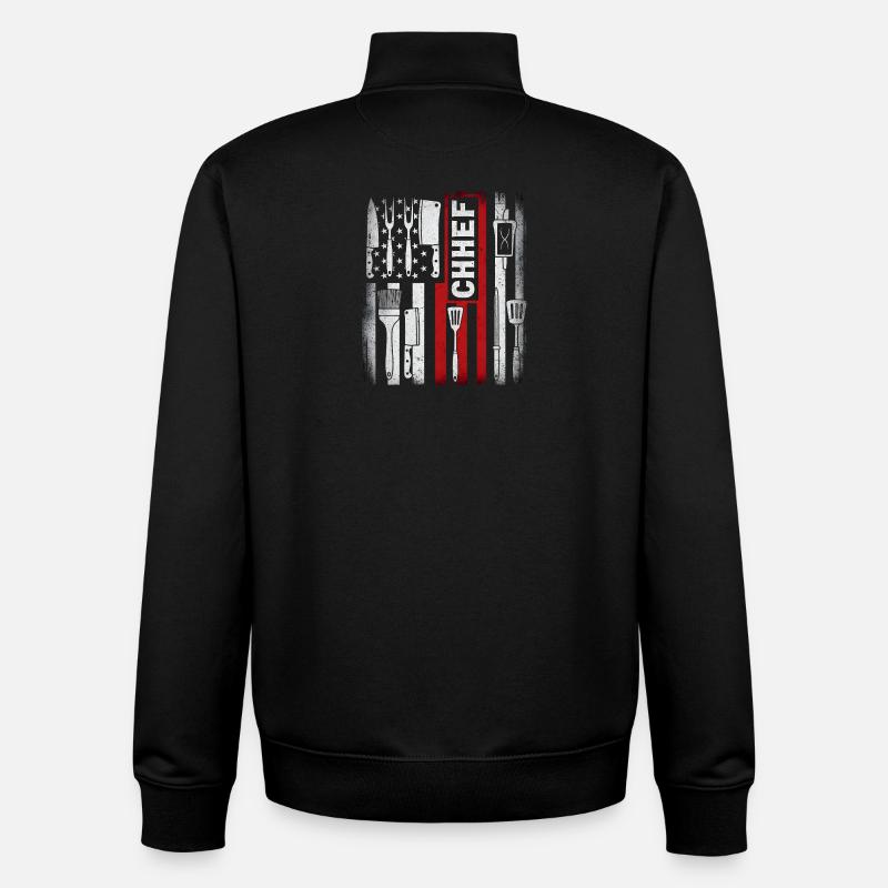 Chef du drapeau américain - Sweat zippé unisexe en coton bio Stanley/Stella - noir