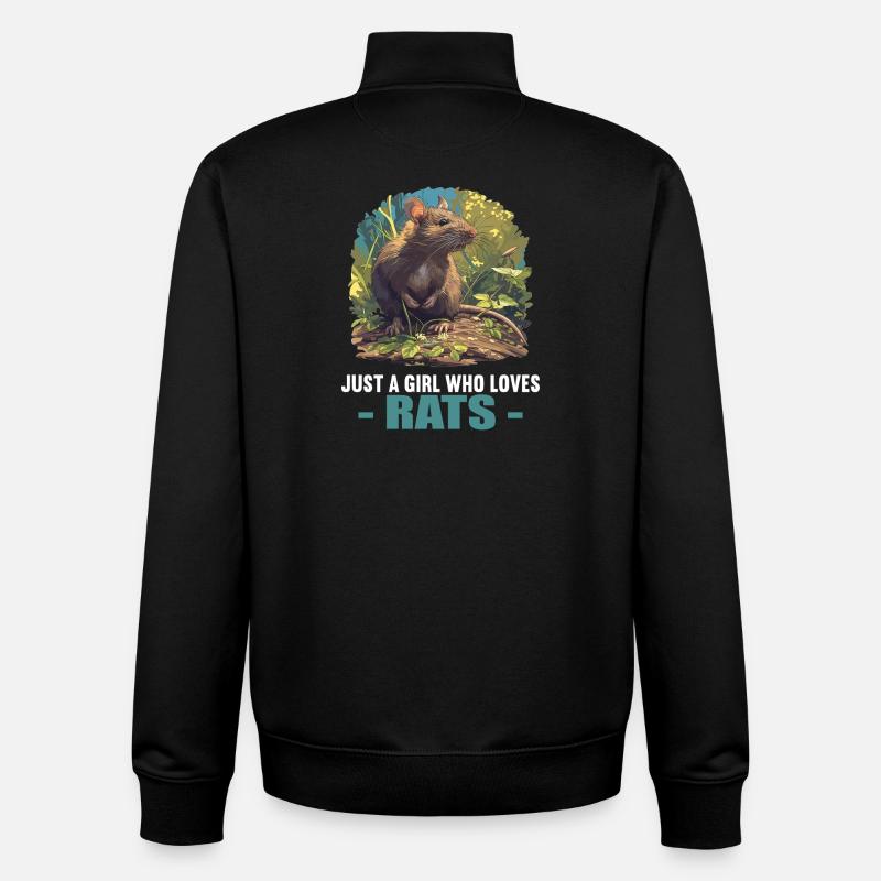 Rat Rat - Sweat zippé unisexe en coton bio Stanley/Stella - noir